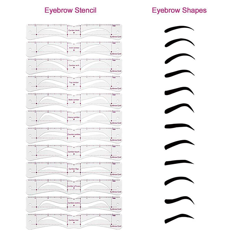 12Styles/set Eyebrow Stencil Set Reusable DIY Eye Brow Drawing Guide Styling Shaping Grooming Template Card Easy Makeup