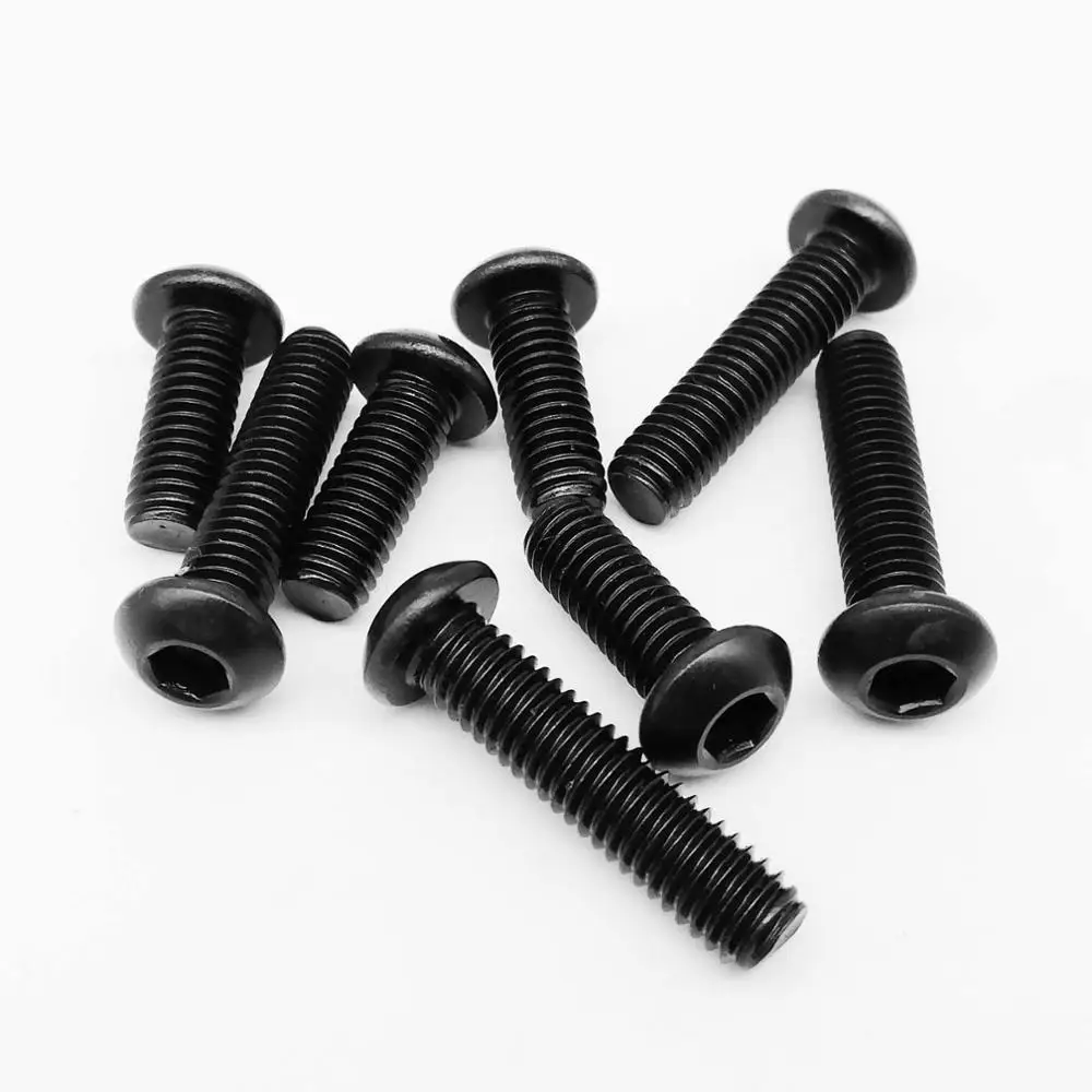 50pcs ISO7380 M2 M2.5 Black 304 Stainless Steel Hexagon Hex Socket Button Allen Head Screw Bolt Length 3-60mm