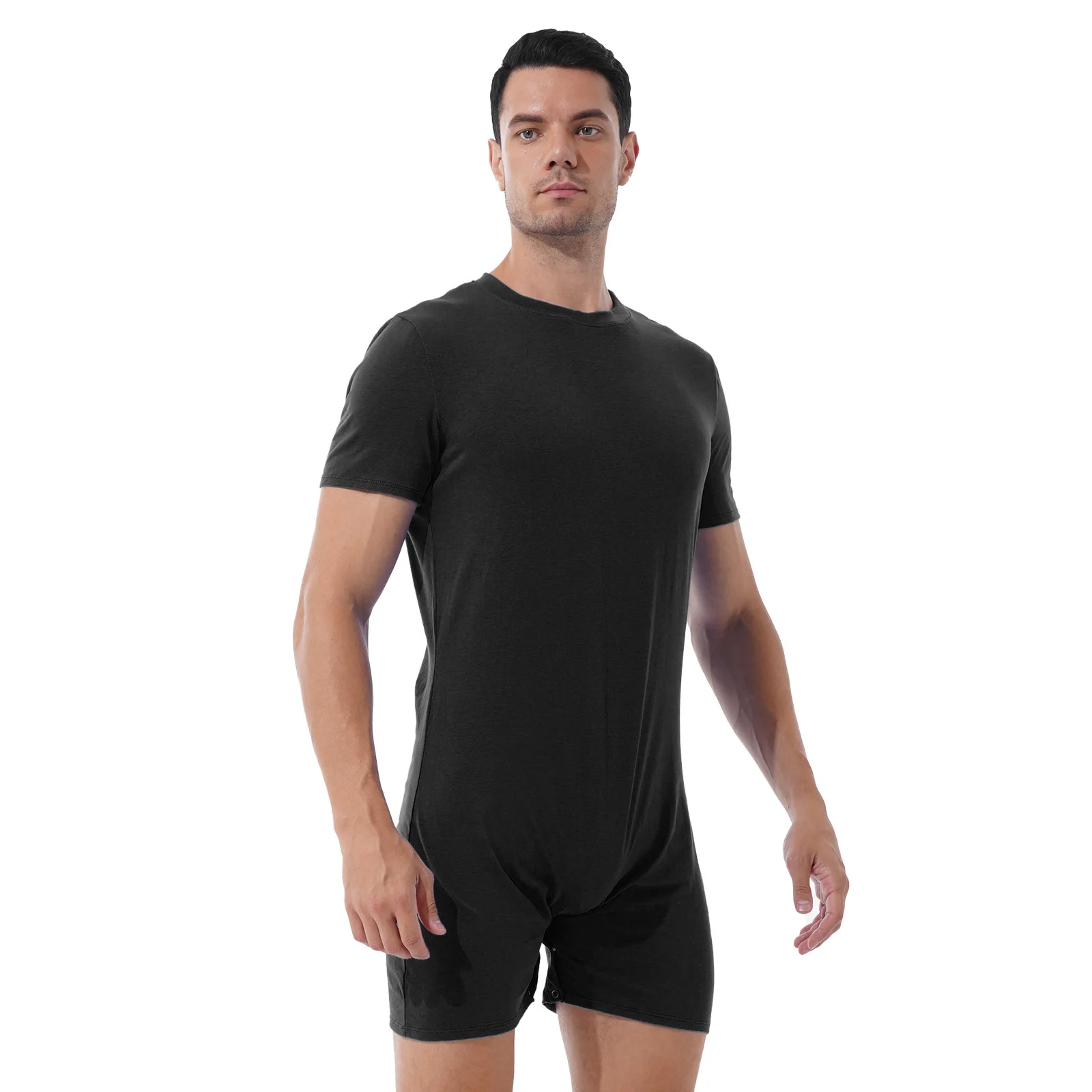 One-piece for Men Swimwear Swimsuit Round Neck Short Sleeve Jumpsuit Rompers Summer Sports Exercise Running Bodysutis Beach Wear