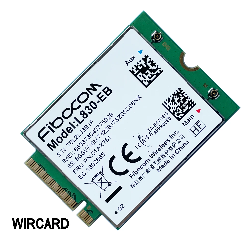 WIRCARD L830-EB 4G Card 4G Module For Thinkpad X280 T480 T580 P52s L480 L580 T490 T590 P53s T490s X390 L490 L590 FRU 01AX761