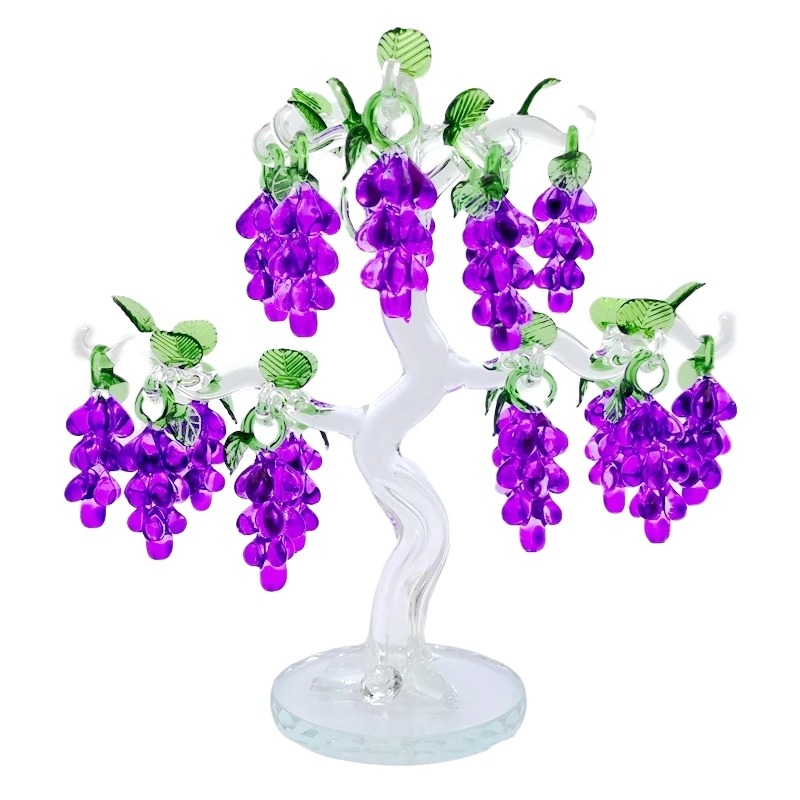 

High Quality Crystal Glass Grape Tree Ornaments Home Decoration Holiday Gifts Christmas Tree Crafts