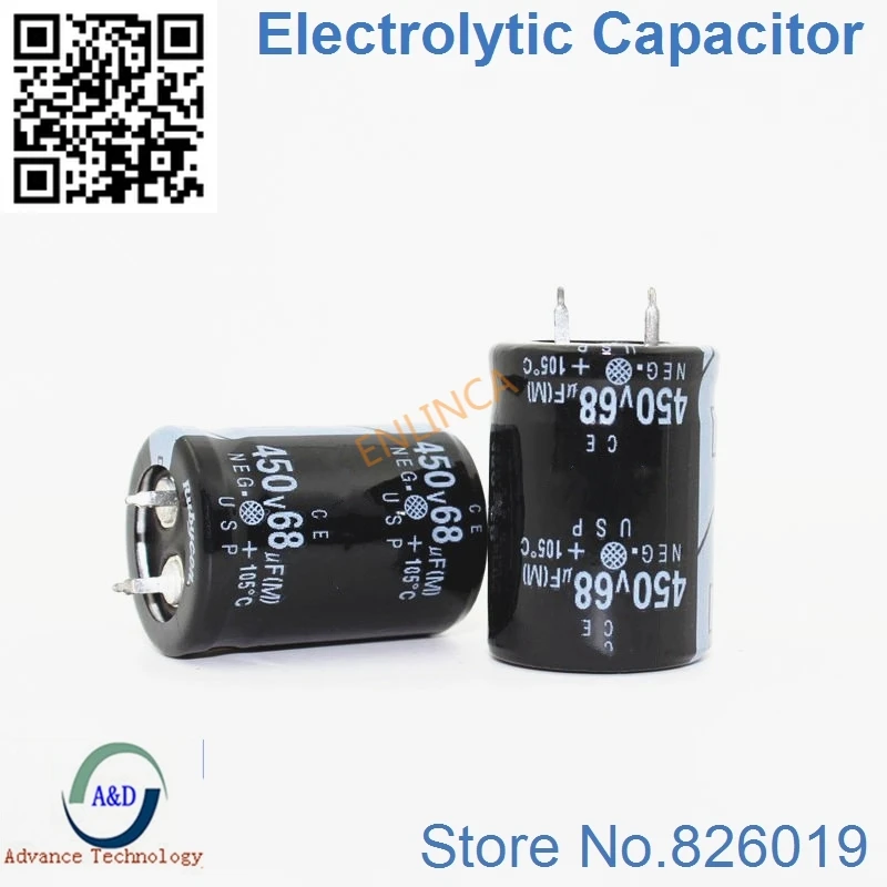 12pcs/lot 450V 68UF Radial DIP Aluminum Electrolytic Capacitors size 22*25mm 68UF 450V Tolerance 20%