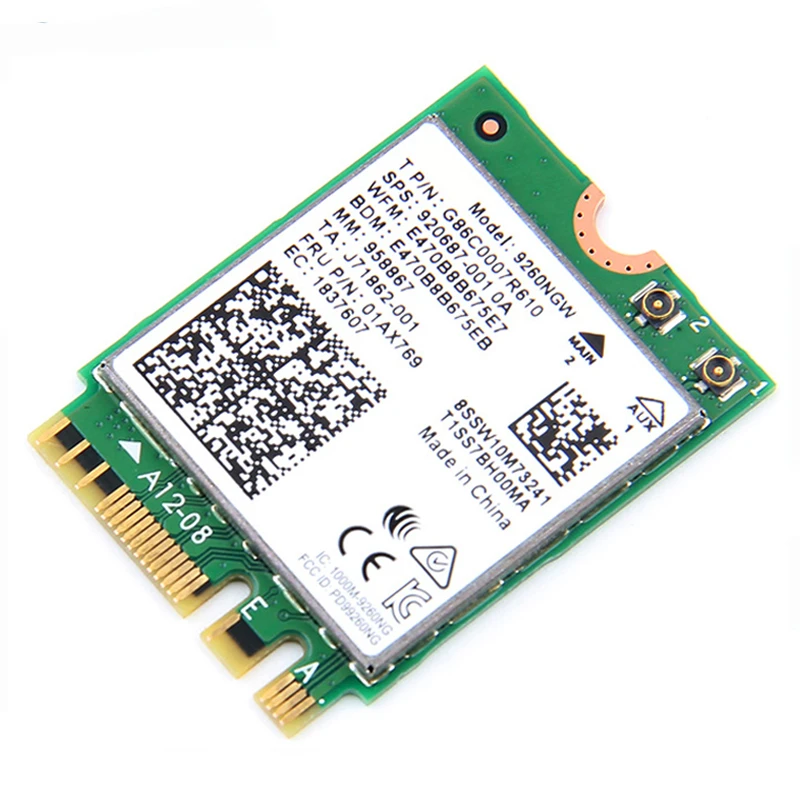 Wireless For Intel AC 9260 9260NGW 802.11ac NGFF WiFi Bluetooth 5.0 Card + 6dbi IPEX MHF4 U.fl To RP-SMA External Antenna Set