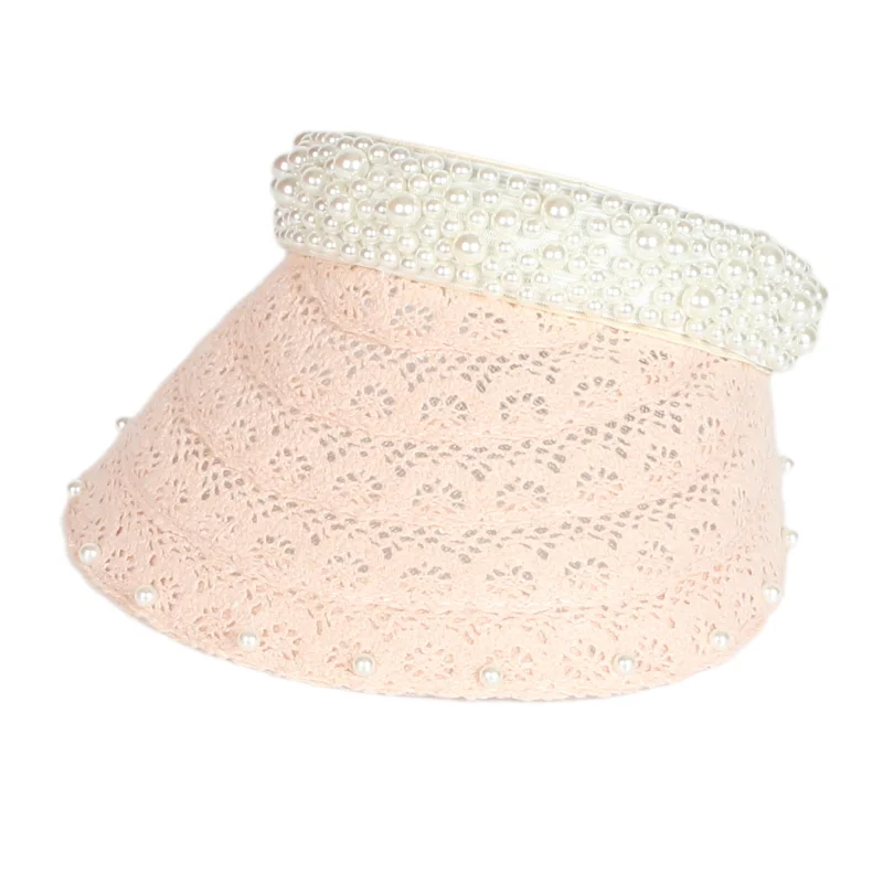 

Women Foldable Sunshade Hat Summer Travel Beach Straw Hat Wide Brim Pearl Empty Top Straw Hats For Ladies and women
