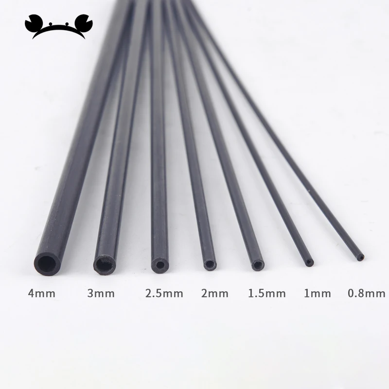 5pcs 2mm/3mm/4mm/5mm/6mm Hollow Carbon Fiber Tube Carbon Rod for Kite RC Plane Aeromodelling Material Helicopter Pipe 200/400mm