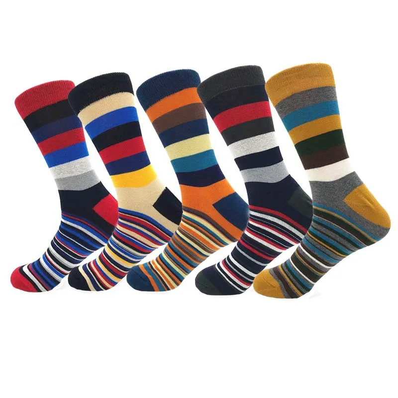 5 pairs of socks standard new socks men\'s British style cotton socks, retro colors Harajuku Street fashion men no gift box