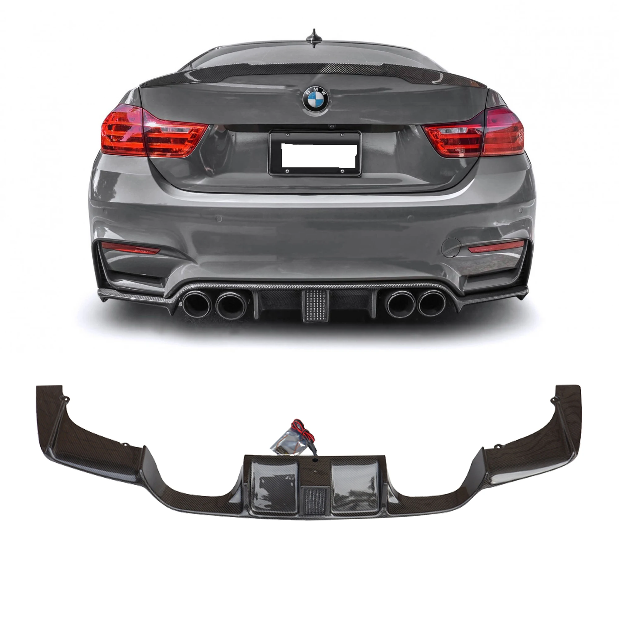 M4 V style with stop lights Carbon fiber Rear diffuser For F80 M3 F82/F83 M4