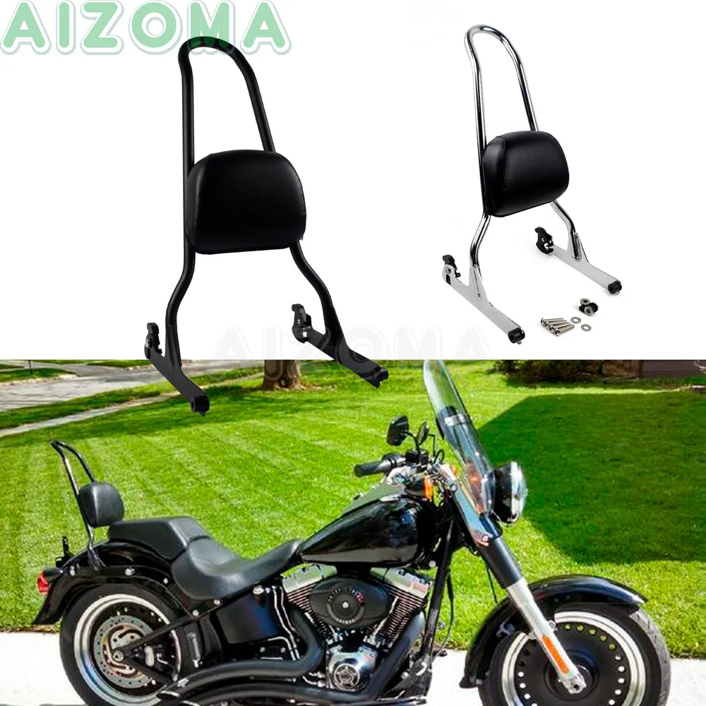 Motorcycle Rear Backrest Sissy Bar w/ Passenger Pad Kit For Harley Softail Custom Springer FXST FXSTC FXSTB  Fat Boy FLSTF 06-19