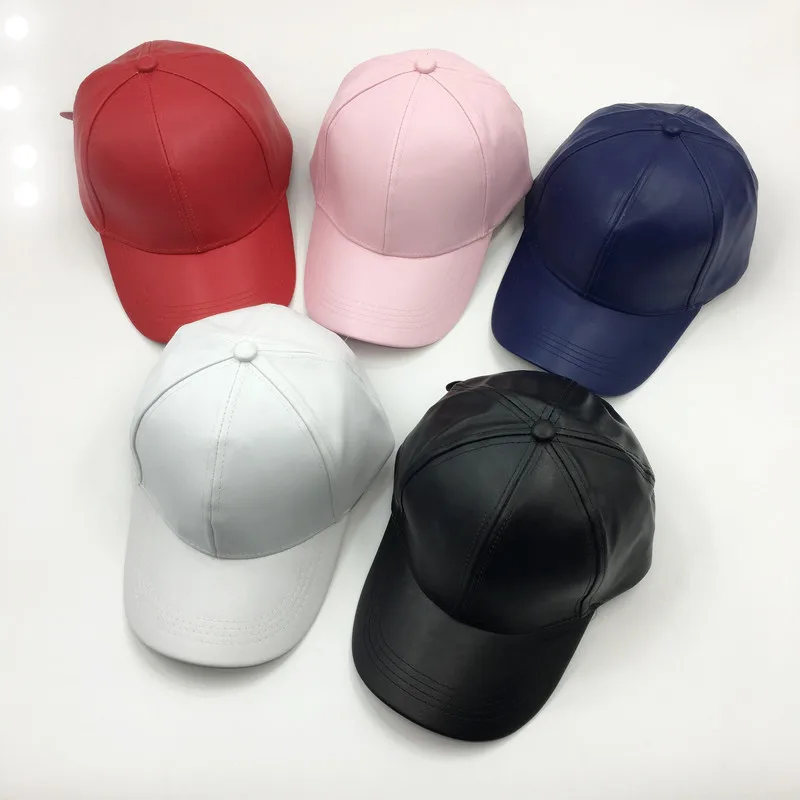 Girls Ladies Faux Leather hat Adjustable baseball cap Sun hats Men Adult Sports hip hop snapback hats Trucker hats