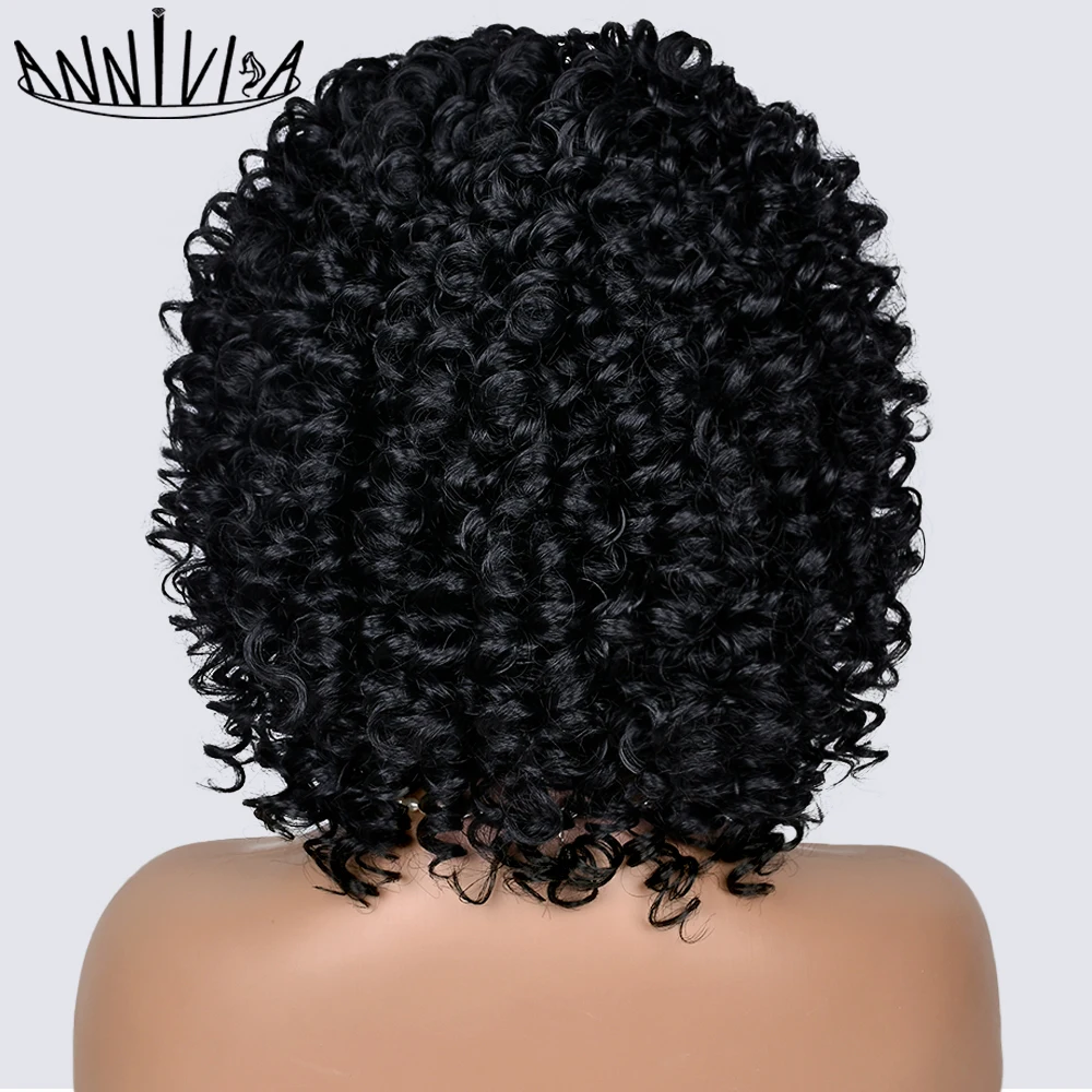 Afro Kinky Curly Headband Wig Short Hair Wigs For Black Women Ombre Natural Synthetic Heat Resistant Hair Annivia