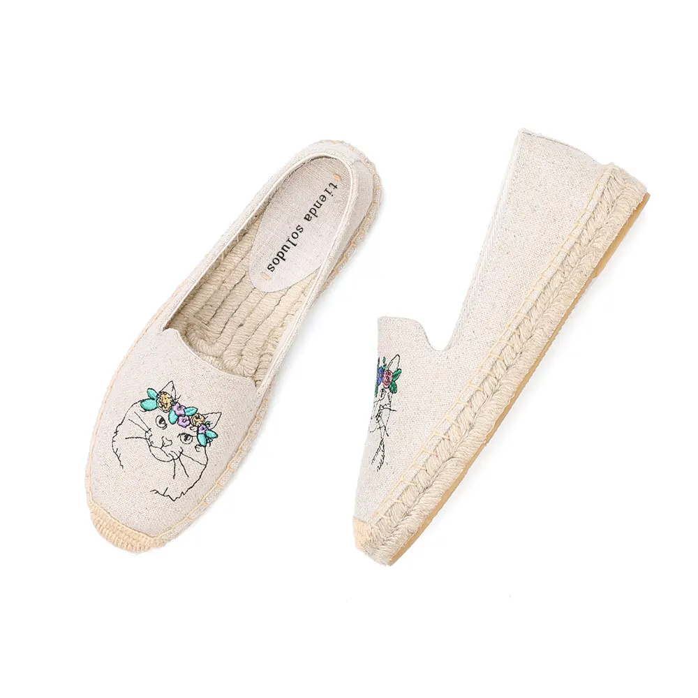 2021 Flat Platform Casual Shoes Zapatillas Mujer Embroider Espadrilles Lady Driving Flats Causal Espadrille Comfortable