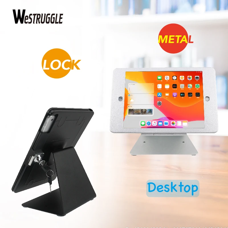 

for 10.2"iPad Gen.9 Gen.8 & Gen.7 &10.5" Anti-Theft Security Kiosk POS Desktop Stand Holder Enclosure & screens 360°Swivel