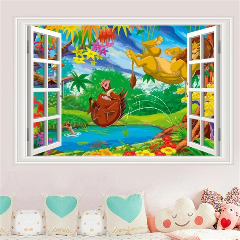 Cartoon Simba the Lion King Wall Stickers For Kids Room Decoration Home Bedroom Decor Movie Mural Wall Art Decals
