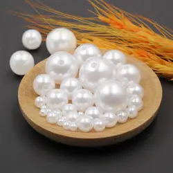 white jewelry accessories string of beads plastic round beads straight hole pearls DIY hair accessories clothing Hat material