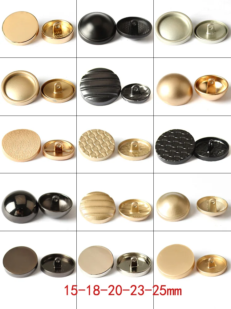 6Pcs/lot 15-25mm high-grade metal button gold silver black men and women suit sweater coat decorative mushroom round button C083