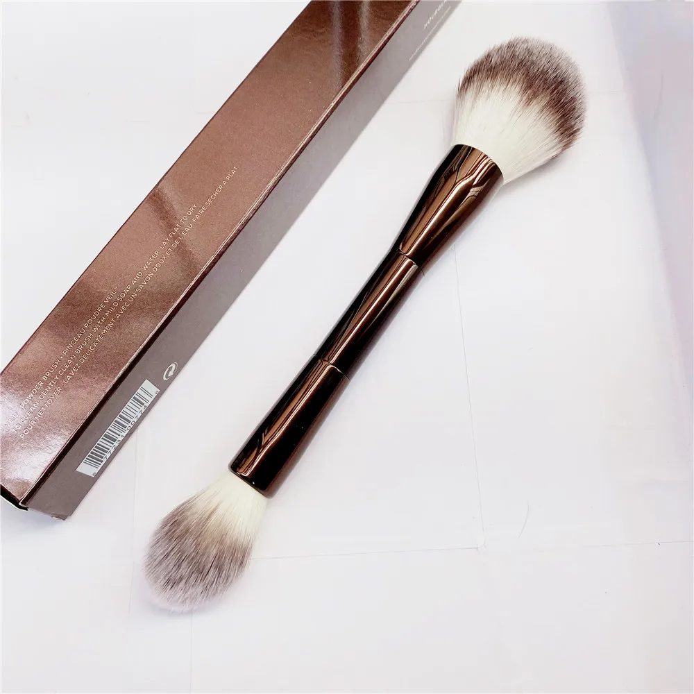 hourglass Veil Powder Makeup Brush - Double-ended Powder Highlighter Setting Cosmetics Makeup Brush Ultra Soft Synthetic Hair