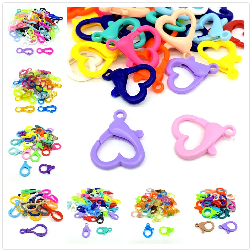 10pcs Mixing Color Acrylic Lobster Clasps Hooks Key Chain Sweet  Rings for DIY Charms chain Jewelry Accessories