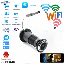 GENIUSPY H.265 V380 Door Eye Hole Security 2MP HD 1.66mm Lens Wide Angle Fisheye Network Mini Peephole WifI Camera on vif