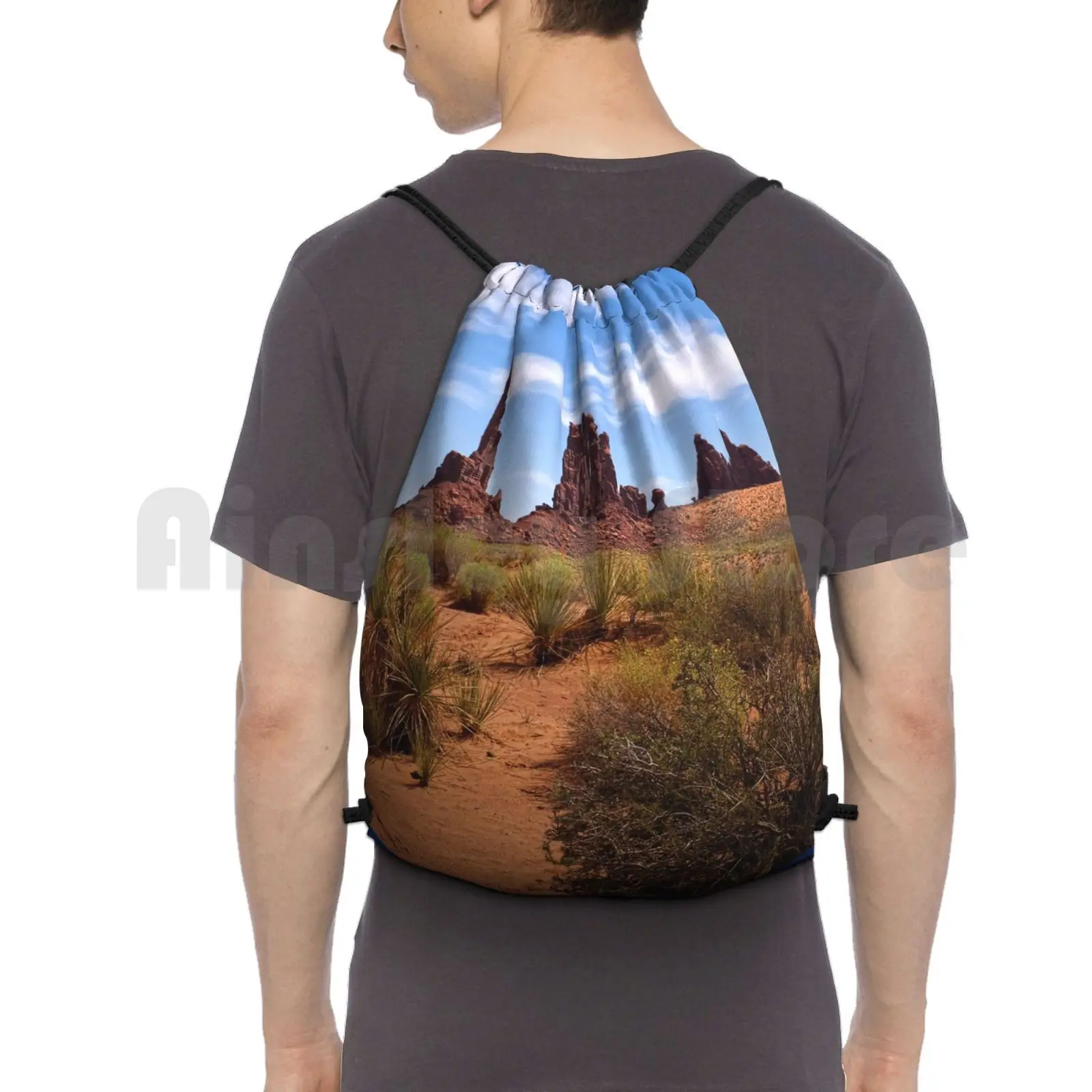 From The Earth I Arise Backpack Drawstring Bags Gym Bag Waterproof Park Monument Valley Arizona United States Travel