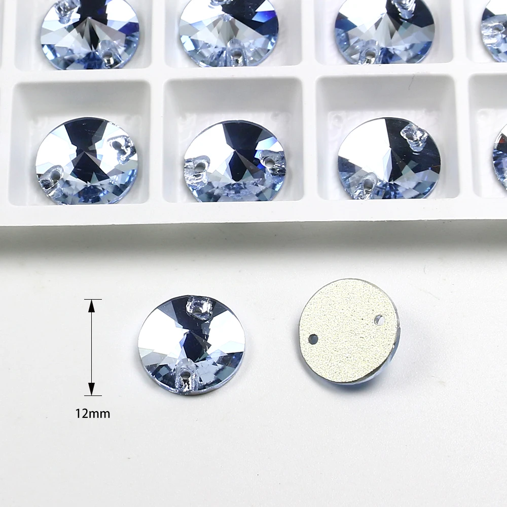 Junjiao Sew On Rhinestones Crystal For Decoration Round Flatback Glass Stone Rivoli Sewing Rhinestones Applications For Clothing