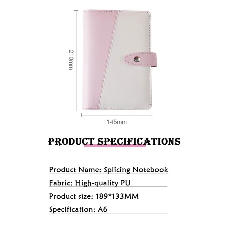 A6 PU Leather DIY color-blocking Binder Notebook Cover Diary Schedule Planner Bullet Cover School Stationery