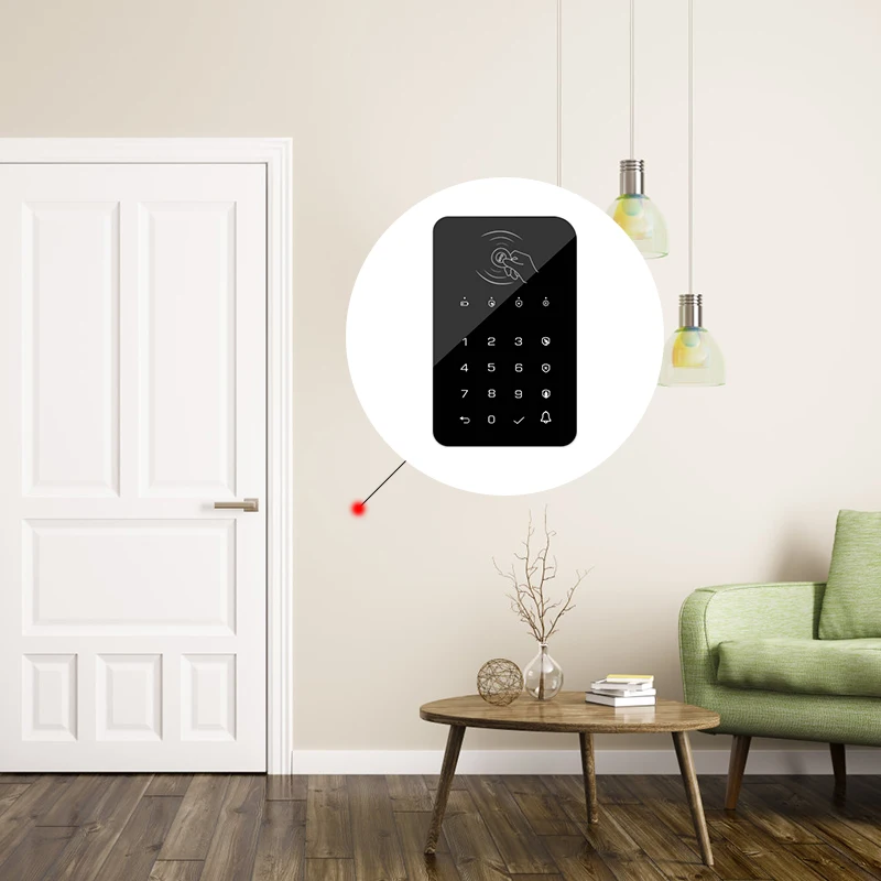 433Mhz Frequentie Ev1527 Encoding Wireless Touch Keyboard Lock Voor Armen Disarms Beveiligingssysteem Toegangscode Rfid Aangesloten Alarm Hub