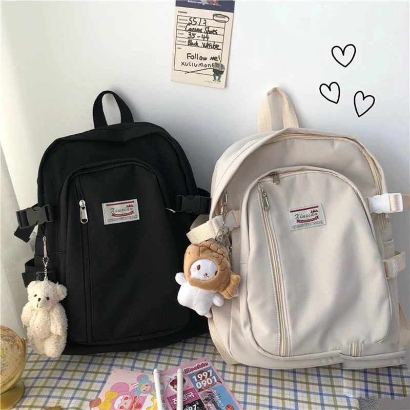 Japanese Harajuku Retro Tooling Student Backpack Female Korean INS School Bag Fashion Women Large Capacity Travel Backpack