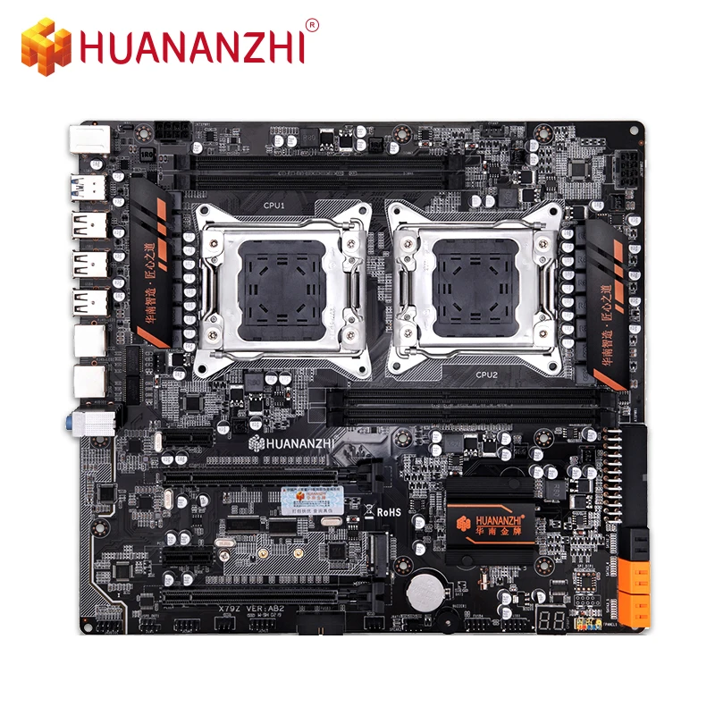 HUANANZHI X79-4D Dual CPU Motherboard For E-ATX PC E5 2680V2 DDR3 1333/1600/1866MHz 128GB PCI-E SATA3 USB3.0 Intel X79 LGA 2011