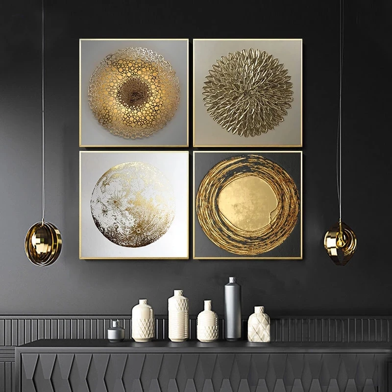 

Abstract Gold Luxury Canvas Painting Nordic Minimalist Posters and Prints Cuadros Wall Art Pictures for Living Room Home Decor