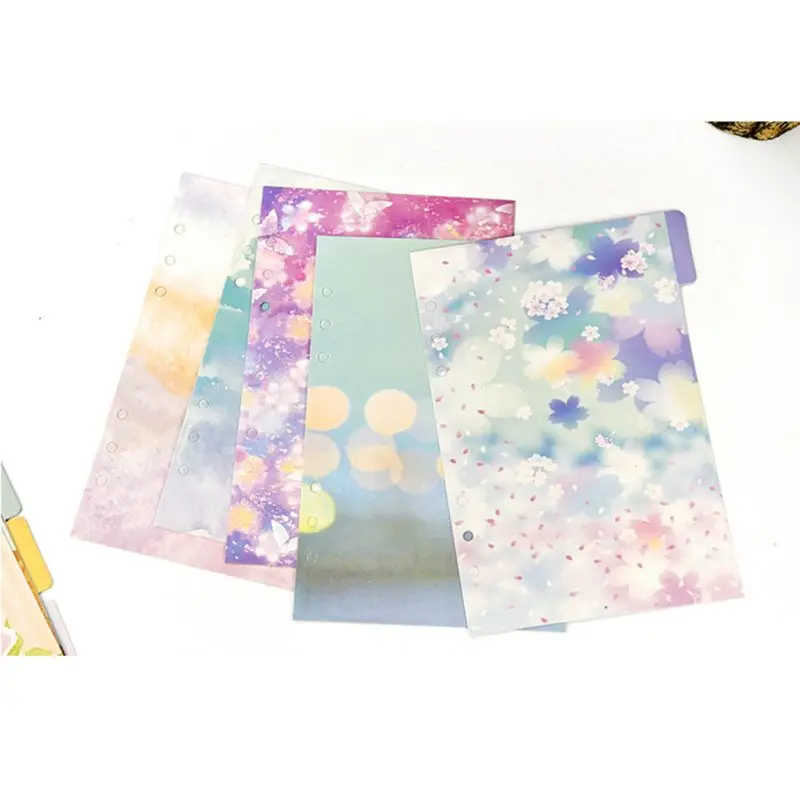 

1Set Cherry Blossom A5 A6 Loose Leaf Notebook Divider Binders Index Separator Page Dividers School Office Supplies C26