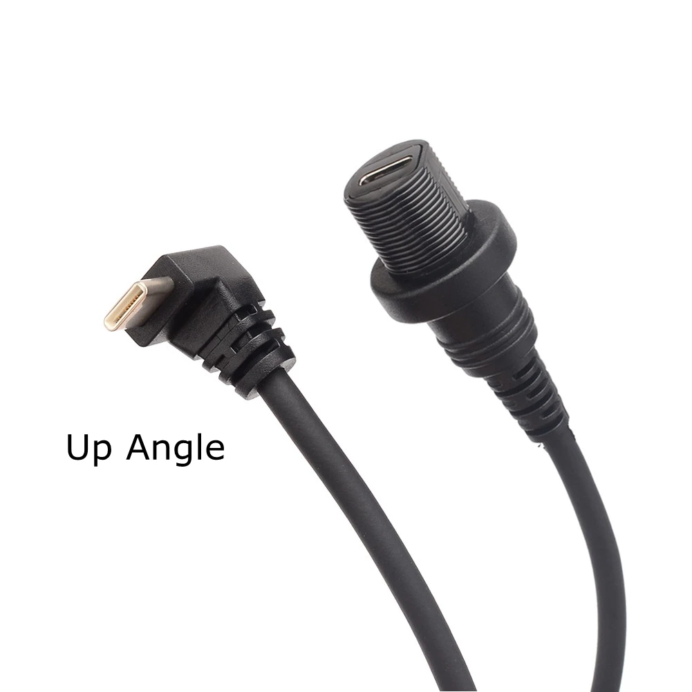 30CM USB 3.1 Type-c Male to Female AUX Flush Panel Mount Waterproof Extension Cable for Car Truck Boat Motorcycle Dashboard