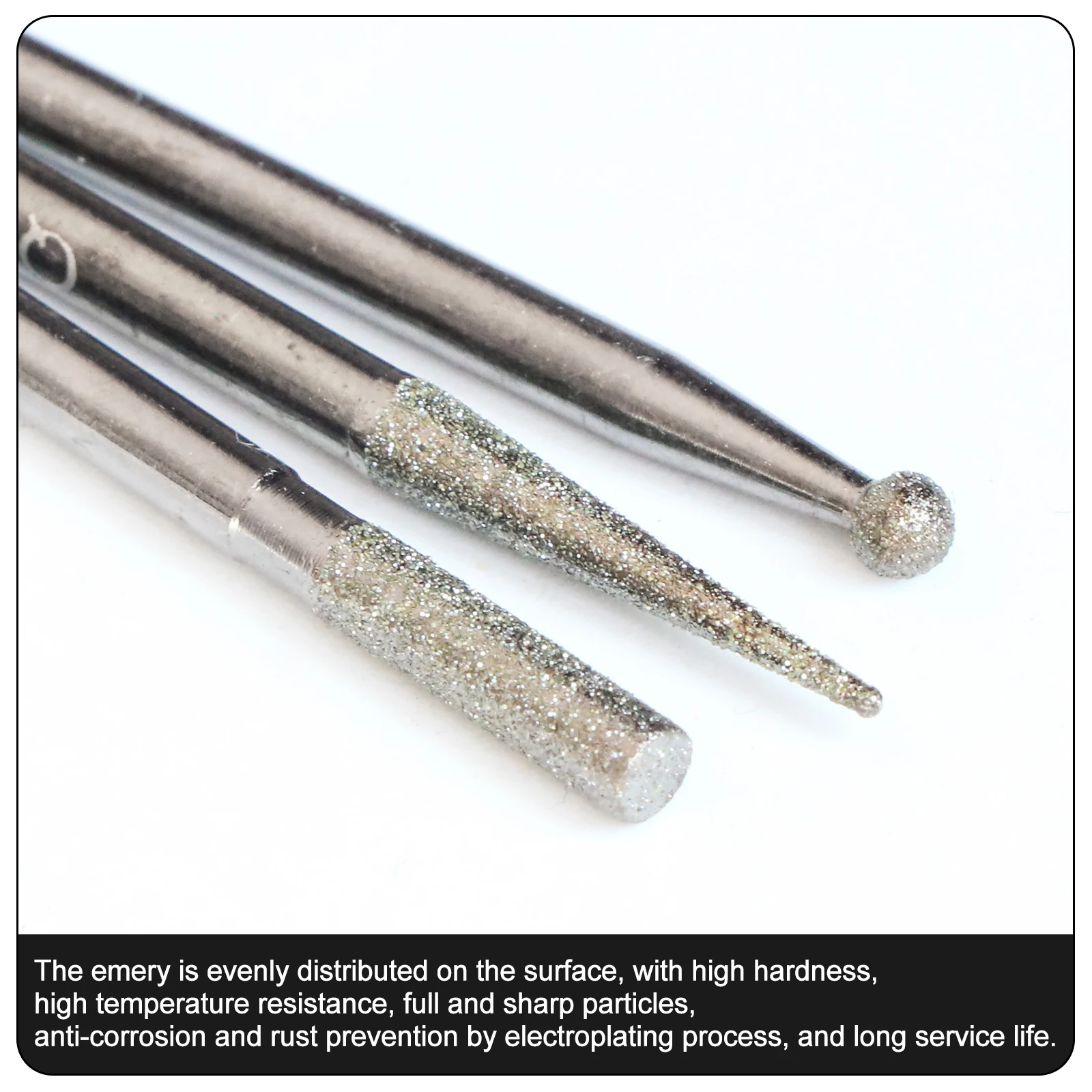 30 Stück diamantbeschichteter zylindrischer Grat 3 mm Kugeltyp/Kegeltyp Kettensägenschärfer Steinfeile Kettensäge Schärfen Schnitzen Schleifen – Detail 3