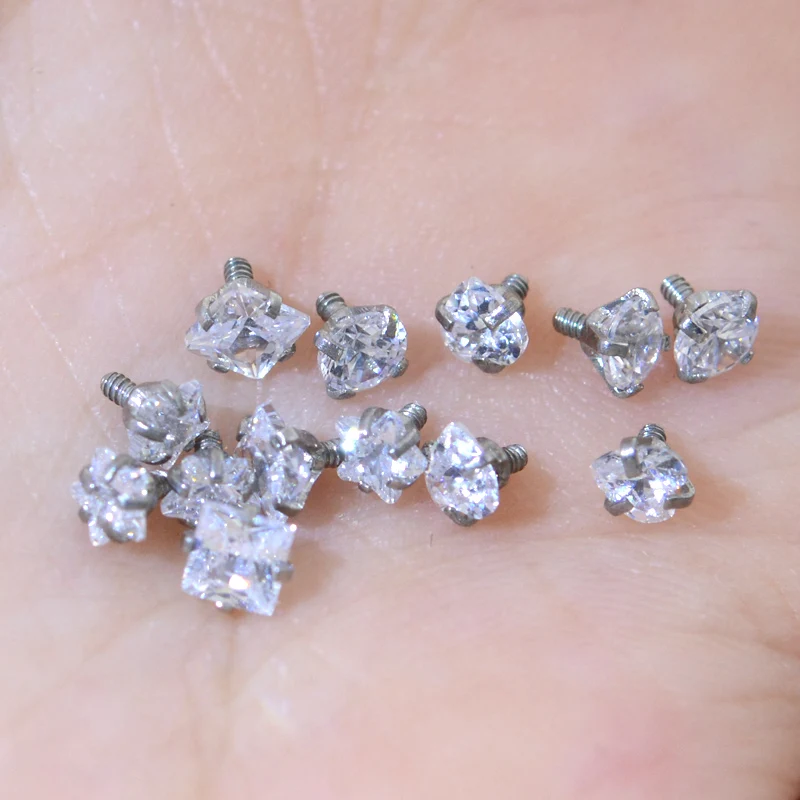 10Pcs 1.0x2-5mm Zircon Top Part For Ear Cartilage Tragus Piercing Body Jewelry DIY Component For Monore Labret Lip Stud