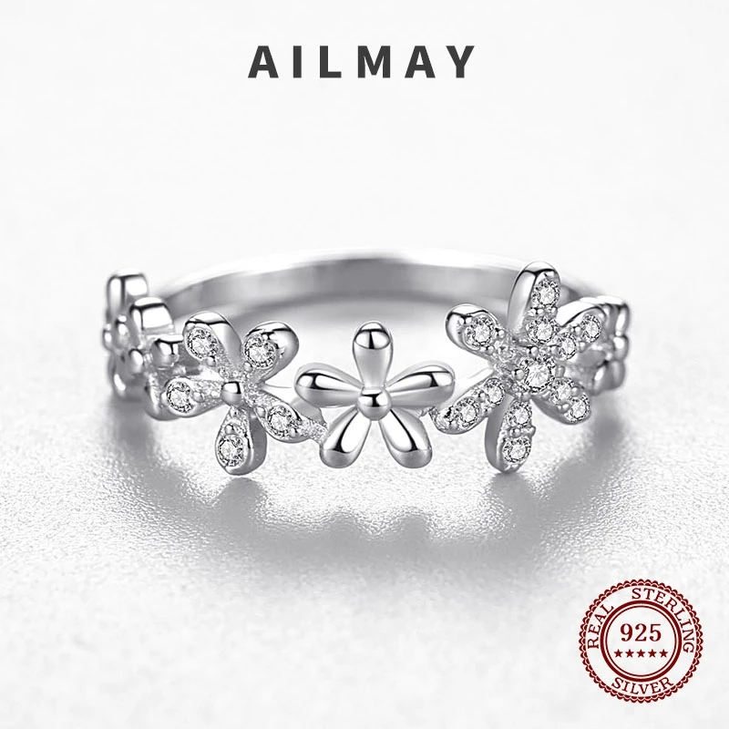 Ailmay Genuine 925 Sterling Silver Little Daisy exquisite Flowers Jewelry Sets Sparkling CZ For Women Statement Jewelry Gift