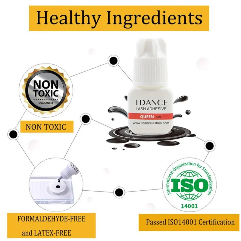 Tdance Wimpern kleber 1-2 Sekunden Queen Wimpern verlängerung kleber extra langlebig 5ml schnell trocknender starker falscher Wimpern kleber – Detail 4