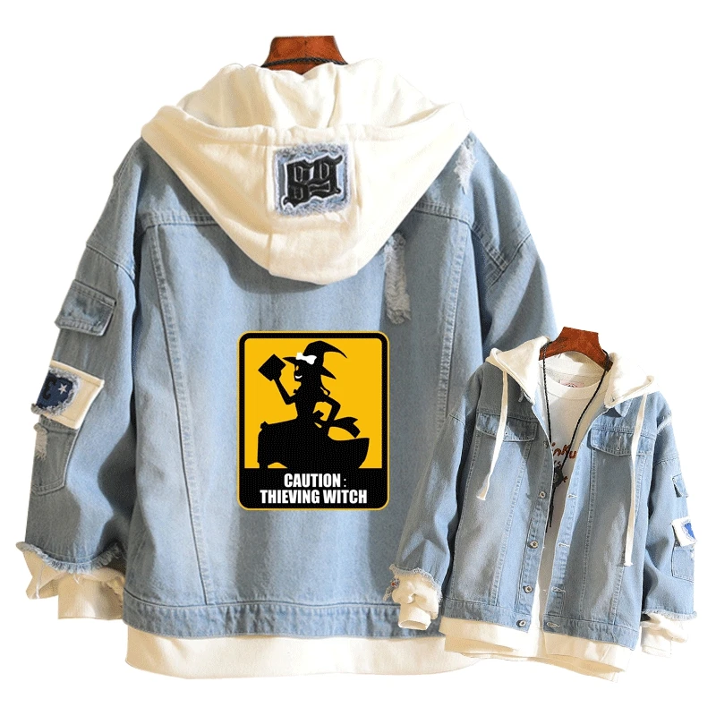 TouHou Project Women Demin Jacket Kirisame Marisa Anime Sweatshirt Harajuku Jeans Hooded Streetwear Cartoon Couple Clothes