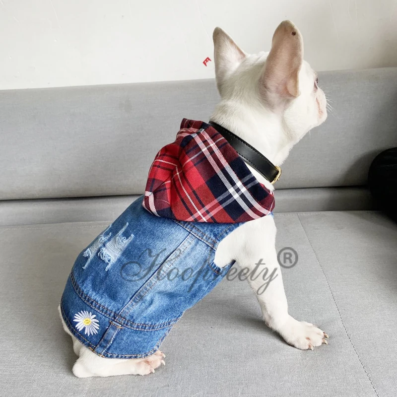 XS-XXL Denim Dog Costume Spring Cowboy French Bulldog Vest Sweet Daisy Shirt Jeans Jacket Clothing for Dogs Chihuahua Yorkies