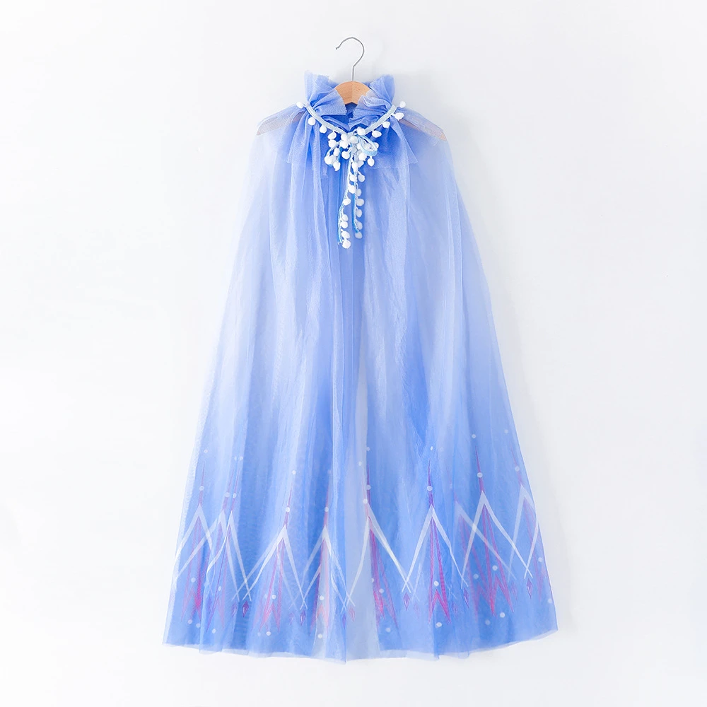 130 cm Summer Snow Queen Party Princess Cape Child Fancy Girls Anna Elsa Dress Cloak Christmas Halloween Costume Elza Dress Up