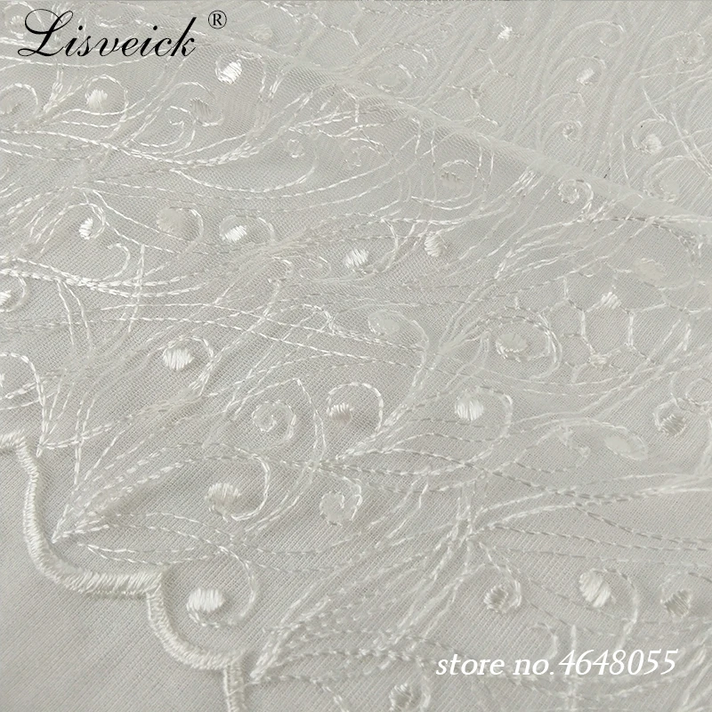 1yard New white polyester embroidery rib mesh tulle lace fabric diy wedding evening dress fabric widows gauze