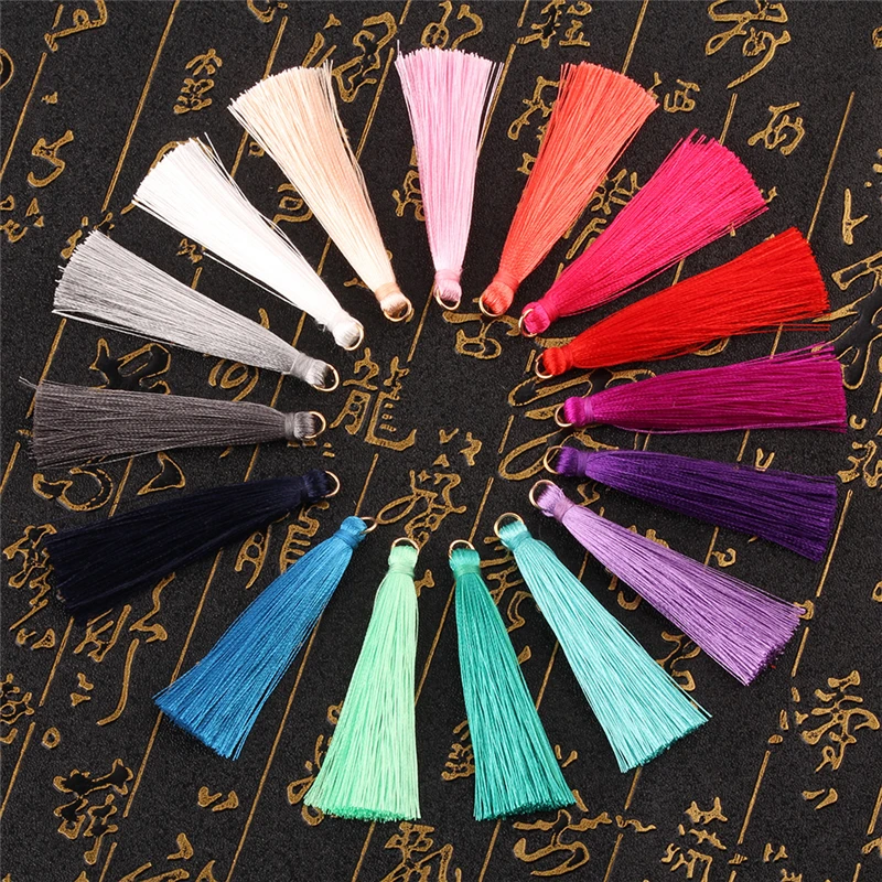 30 Pieces 7CM Metal Ring Polyester Cotton Fabric Tassel DIY Pendant Jewelry Making Fringe Trim Craft Tassel Sewing Accessorie