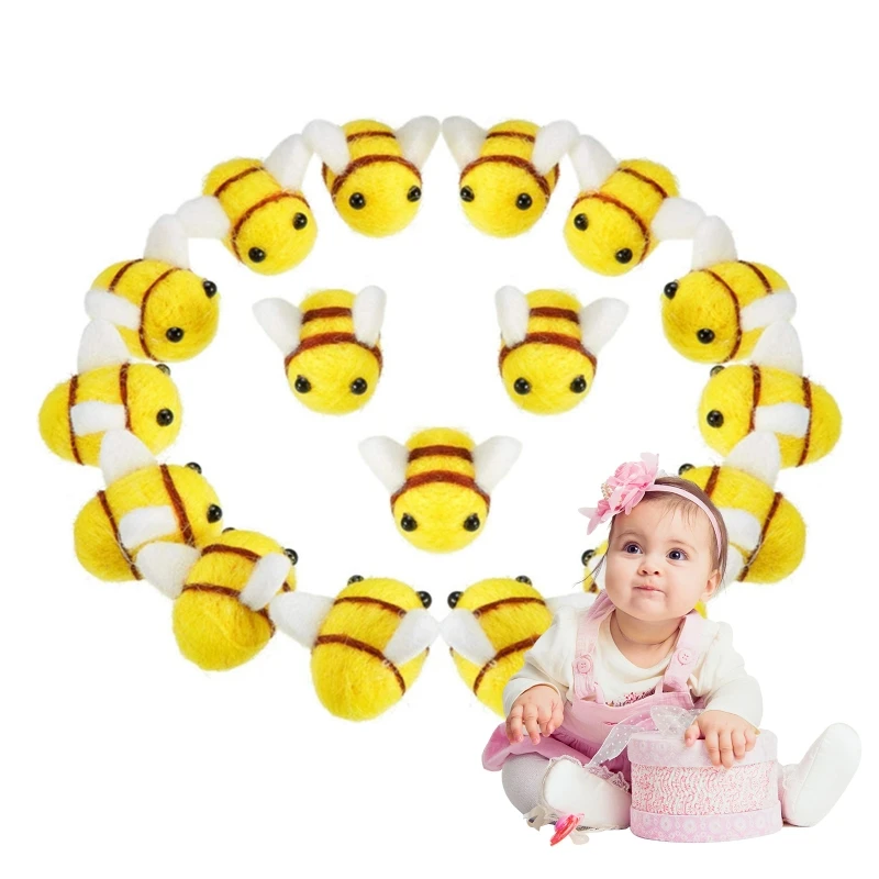 20 Pcs lana feltro Bumble Bee Craft Decor Ball per abbigliamento natalizio tenda cappello decorazione fai da te e artigianato fatto a mano