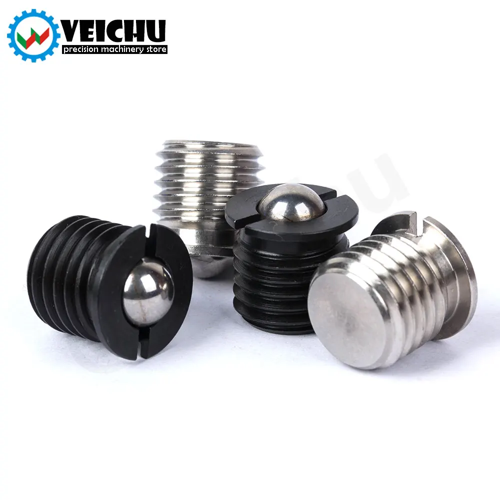 VEICHU M5/6/8/10/12/16 1pcs Carbon/Stainless Steel Spring Indexing Plunger Thread Flanged Ball Plungers Index Bolt For Locating