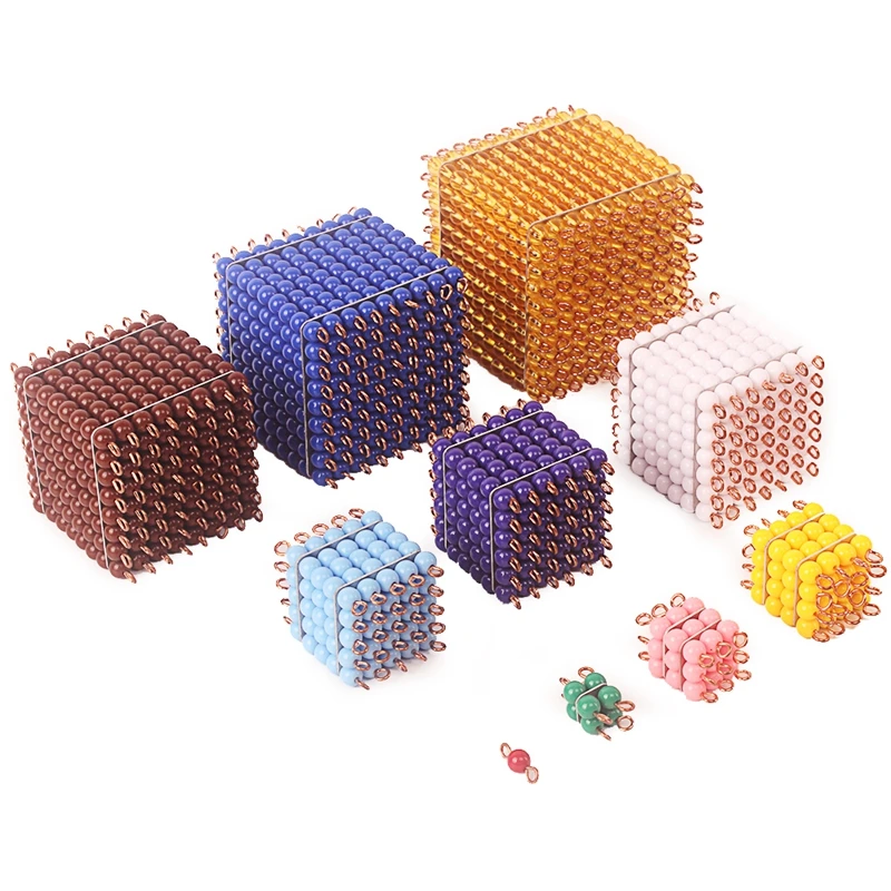 Kids Toy Montessori Colorful Beads Cubes Thousands Squares Materials Digitals 1-1000 Math Toys for Children Early Educational