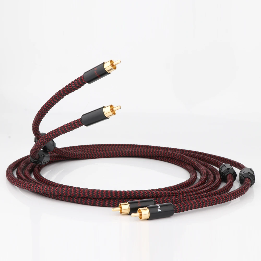 Hi-End 5N OCC Copper RCA  Audio Interconnect Cable Braided shield with Gold Plated Plugs Audio Extension Cord