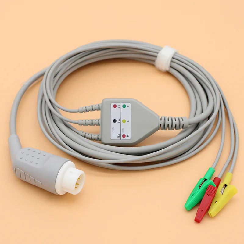 Compatible with 12PIN philips Patient ECG monitor 3 lead cable and electrode connector of Snap/Clip,AHA OR IEC