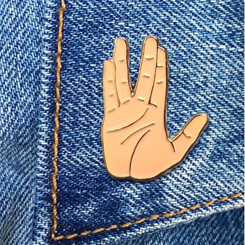 Star Tours Spock Hand Enamel Brooch Pins Badge Lapel Pins Alloy Metal Fashion Jewelry Accessories Gifts