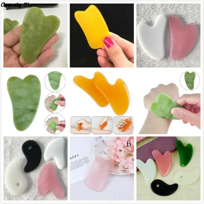 

Natural Jade Guasha Board Massage Tool SPA Therapy Gua Sha Massager Antistress Body Care Scraping Board Skin Lifting Beauty Care