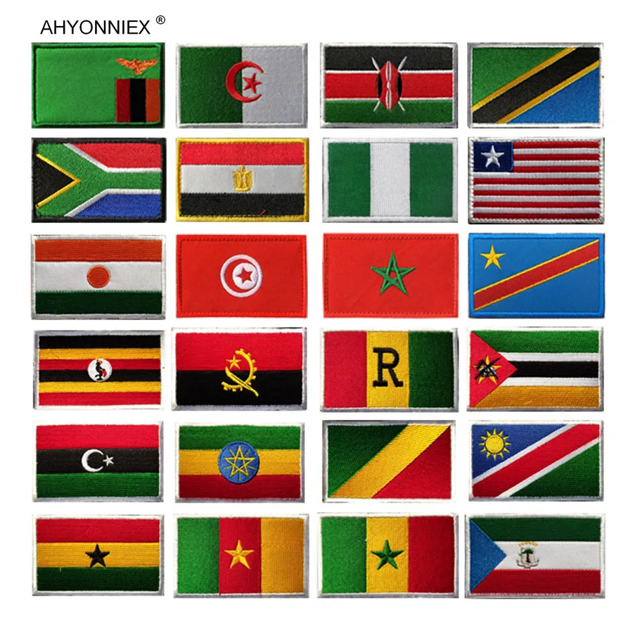 AHYONNIEX 1 PC afryka kraj Ghana Nigeria egipt tunezja algieria haftowana flaga Patch taktyczne Morale tkaniny naklejki odznaka DIY