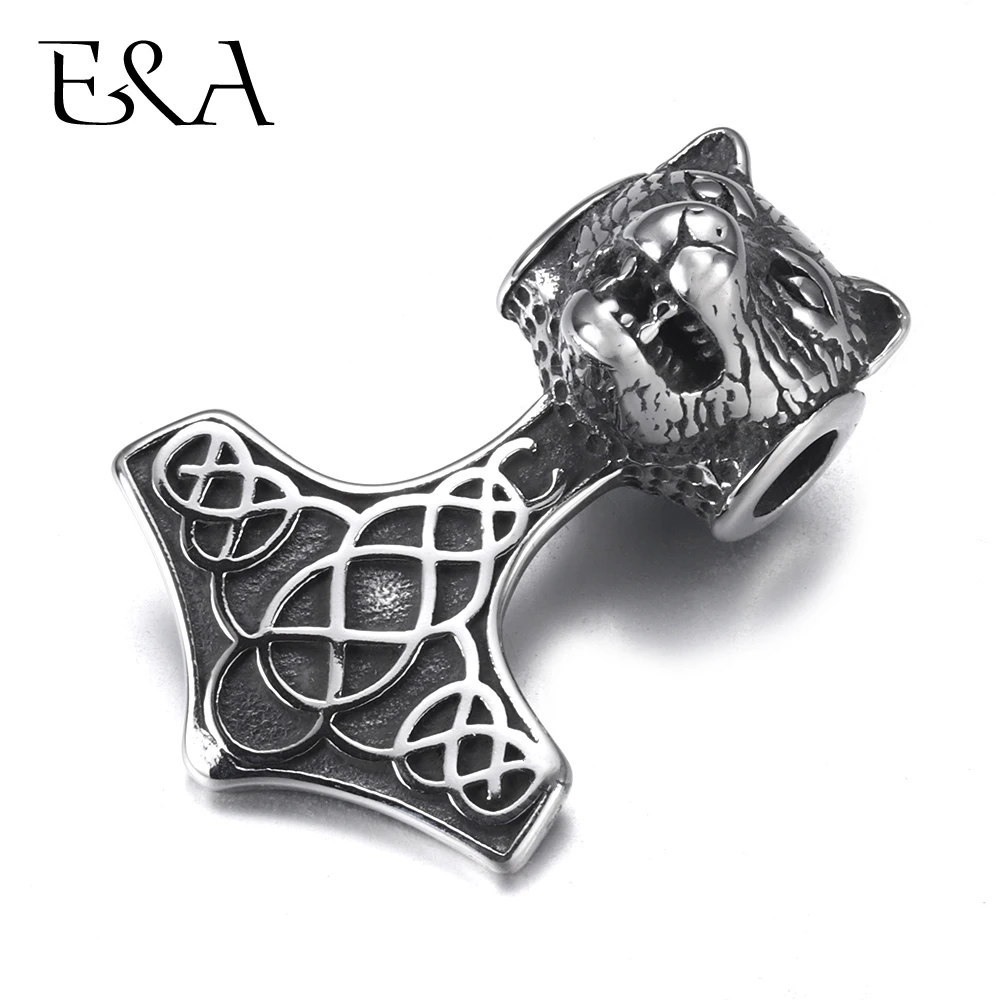 Stainless Steel Viking Axe Wolf Pendant Hole 5mm for DIY Jewelry Parts Men\'s Necklace Pendants Jewelry Making Accessories