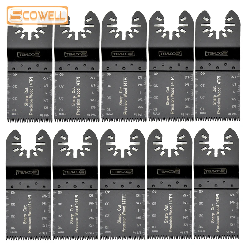 10 embalaje de hojas de sierra oscilantes multiherramienta de inmersión de dientes japoneses 34*40*90mm para renovación de herramientas Multimaster de madera de limpieza rápida